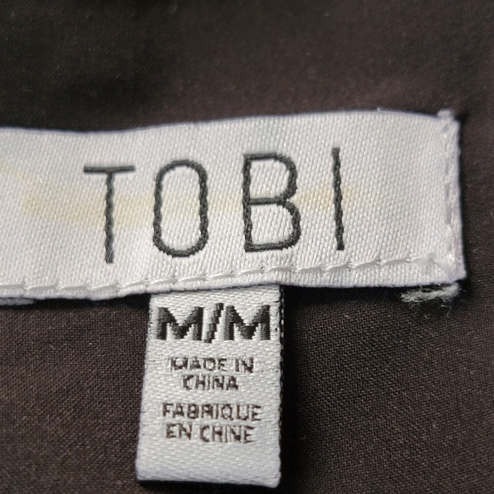 Tobi black gray high waidted stripe faux wrap lined skort size medium - Picture 5 of 7